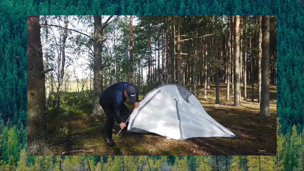 Установка палатки с внешними дугами